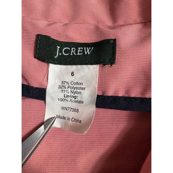 J. Crew Faille Waterproof Peplum Style Women's Rain Coat Pink Button Front Sz 6 - Picture 7 of 9